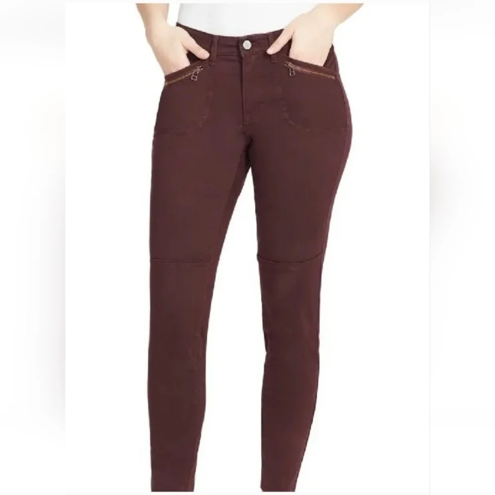 William Rast Pants Jane Skinny Cargo Jeans Ankle Stretch Denim Wine Woman Sz 27